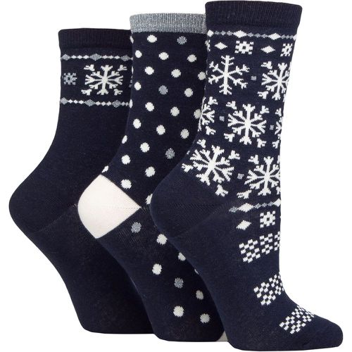 Ladies 3 Pair Snowflakes Socks Navy One Size - Charnos - Modalova