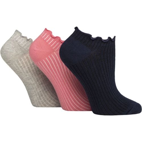 Women's 3 Pair Organic Cotton Frill Trainer Socks Navy One Size - Charnos - Modalova