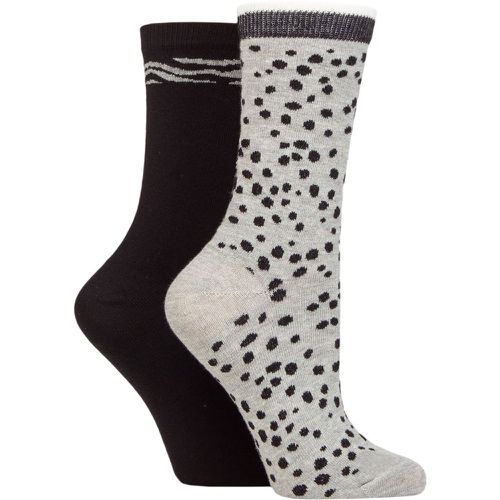 Ladies 2 Pair Organic Cotton Animal Print Socks Grey One Size - Charnos - Modalova