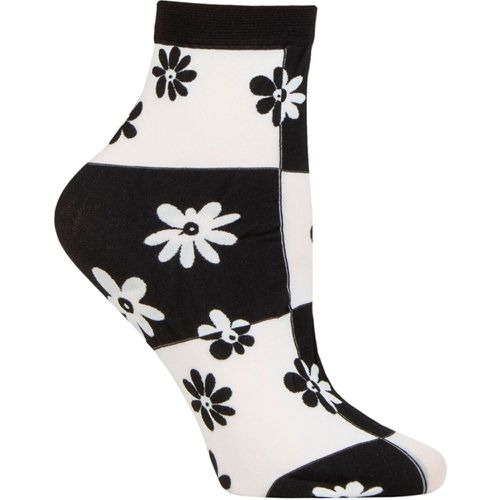 Ladies 1 Pair Chamomile Floral Check Socks / White One Size - Trasparenze - Modalova