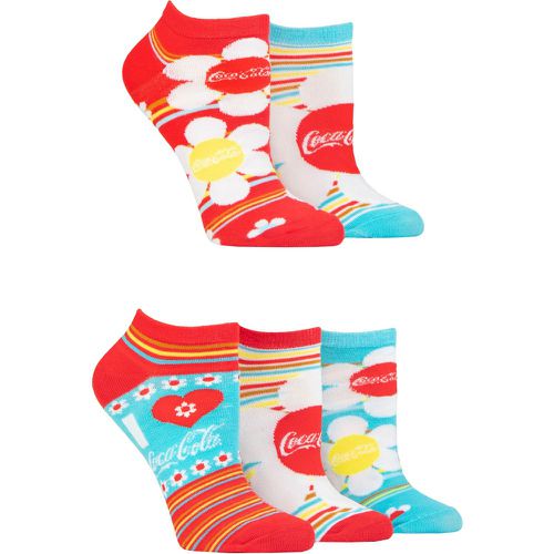 Ladies 5 Pair Flowers Shoe Liner Socks Multi 4-8 - Coca Cola - Modalova