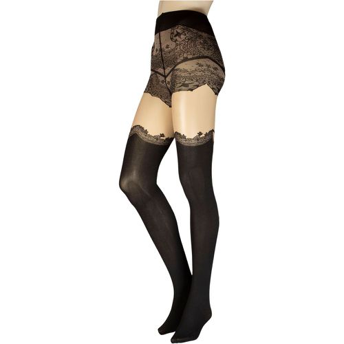 Ladies 1 Pair Clover Strap Effect Mock Hold Up Tights Cosmetic Small - Trasparenze - Modalova
