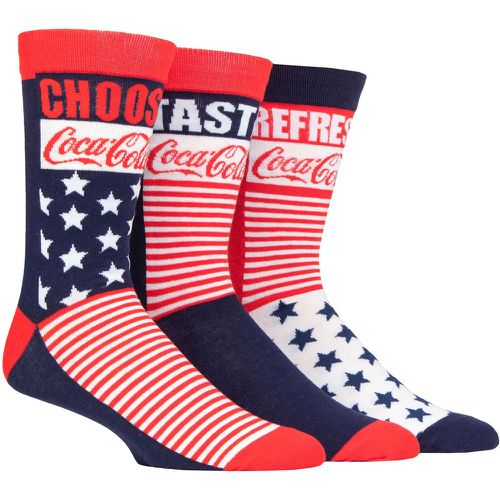 Mens 3 Pair Stars and Stripes Cotton Socks Multi 6-11 Mens - Coca Cola - Modalova