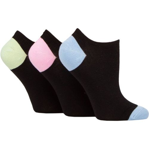 Ladies 3 Pair Plain and Patterned Bamboo Secret Socks Blue / Pink / Mint 4-8 Ladies - Glenmuir - Modalova