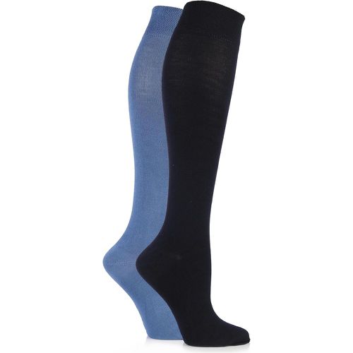 Pair Navy / Plain Bamboo Knee High Socks with Smooth Toe Seams Ladies 4-8 Ladies - SockShop - Modalova