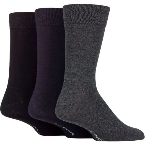 Pair Black / Navy / Grey Classic Bamboo Plain Socks Men's 7-11 Mens - Glenmuir - Modalova