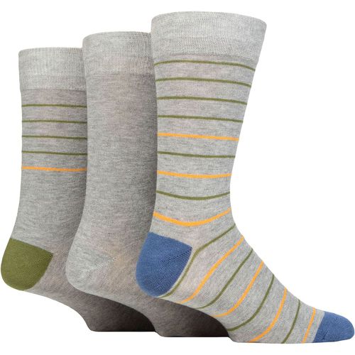 Mens 3 Pair Patterned Bamboo Socks Small Stripes Light 7-11 - Glenmuir - Modalova