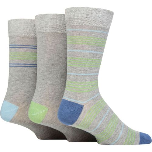 Mens 3 Pair Patterned Bamboo Socks Thin Stripes Light 7-11 - Glenmuir - Modalova