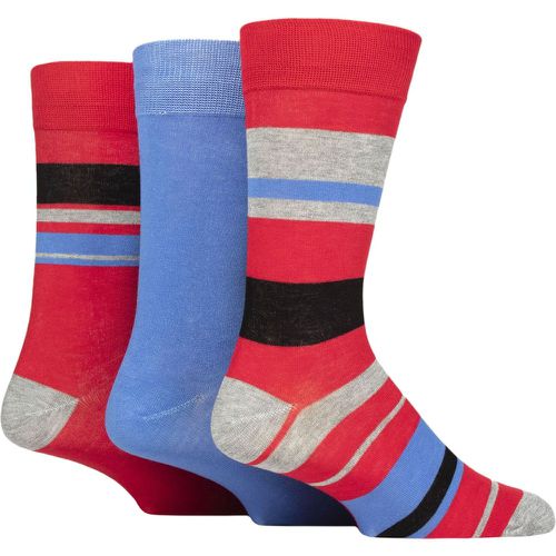 Mens 3 Pair Patterned Bamboo Socks Block Stripes Grey 7-11 - Glenmuir - Modalova