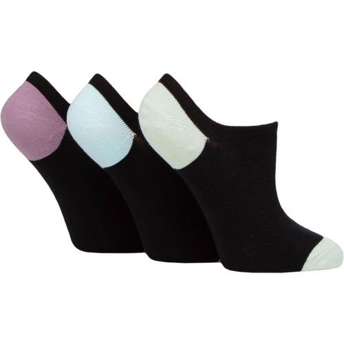 Women's 3 Pair Plain and Patterned Cotton Trainer Socks Purple / Light Blue / Green Heel & Toe 4-8 Ladies - Pringle - Modalova