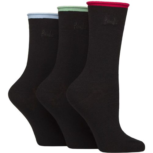 Women's 3 Pair Pringle Rebecca Contrast Roll Top Socks Ruby / Sage / Light Blue 4-8 Women's - SockShop - Modalova