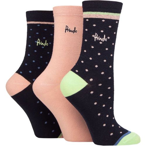 Women's 3 Pair Patterned Cotton and Recycled Polyester Socks Small Polka Dot Navy 4-8 Ladies - Pringle - Modalova