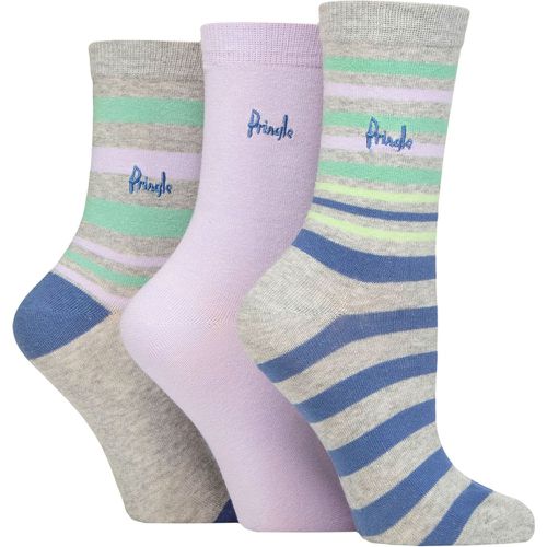 Ladies 3 Pair Pringle Patterned Cotton and Recycled Polyester Socks Stripes Light 4-8 - SockShop - Modalova