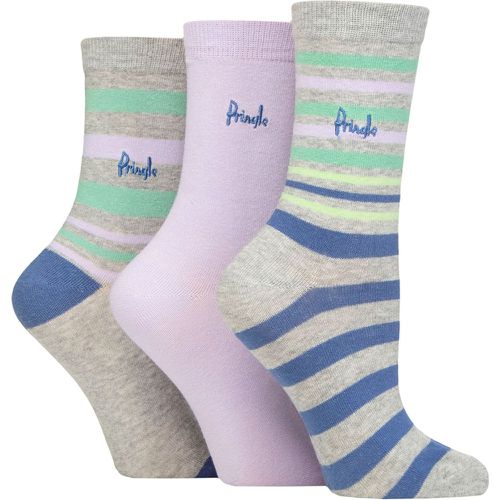 Women's 3 Pair Patterned Cotton and Recycled Polyester Socks Stripes Light 4-8 - Pringle - Modalova