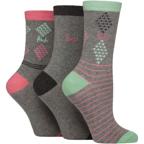 Women's 3 Pair Pringle Patterned Cotton and Recycled Polyester Socks Light Diamond / Stripe 4-8 Women's - SockShop - Modalova