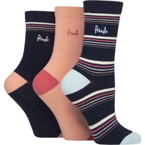 Women's 3 Pair Pringle Patterned Cotton Socks Navy Thin Stripe 4-8 Women's - SockShop - Modalova