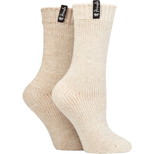 Ladies 2 Pair Classic Fashion Boot Socks Plain Oatmeal / Beige UK 4-8 - Pringle - Modalova