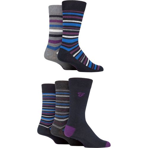 Mens 5 Pair Patterned Striped and Argyle Cotton Socks Stripe Navy 6-11 Mens - Farah - Modalova