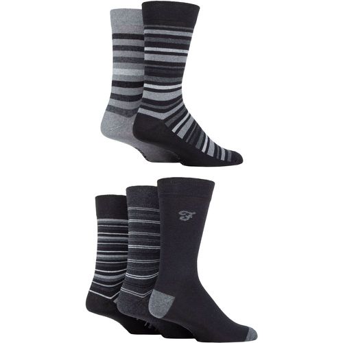 Mens 5 Pair Patterned Striped and Argyle Cotton Socks Stripe / Charcoal 6-11 Mens - Farah - Modalova