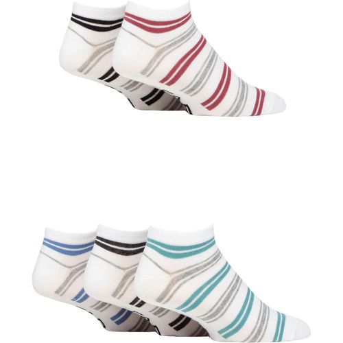 Mens 5 Pair Striped Bamboo Trainer Socks Stripe 6-11 Mens - Farah - Modalova