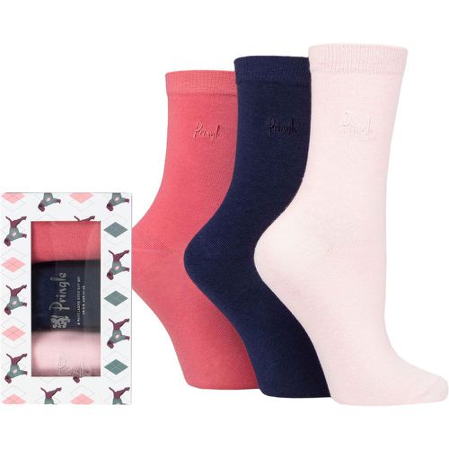 Ladies 3 Pair Plain Cotton Gift Boxed Socks Light / Navy / 4-8 Ladies - Pringle - Modalova