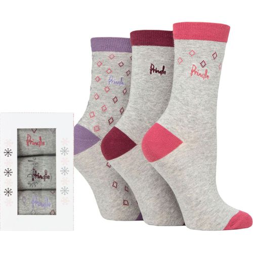 Ladies 3 Pair  Patterned Socks with Christmas Snowflake Gift Box Triangles 4-8 Ladies - Pringle - Modalova
