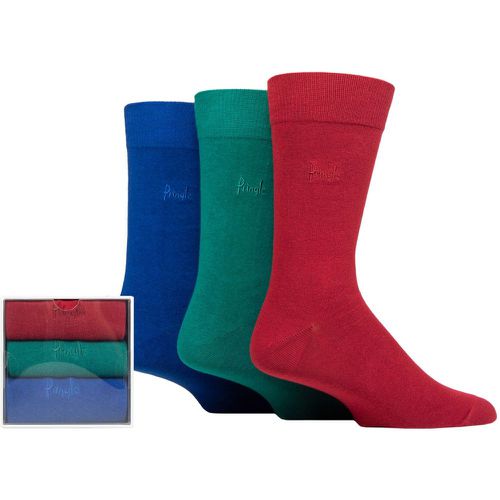 Mens 3 Pair Patterned and Plain Stag Cubed Cotton Gift Boxed Socks Plain Red / Green / Blue 7-11 Mens - Pringle - Modalova
