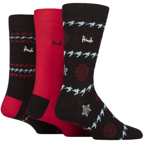 Mens 3 Pair Christmas Patterned Cotton Socks Dogtooth Snowflake 7-11 - Pringle - Modalova