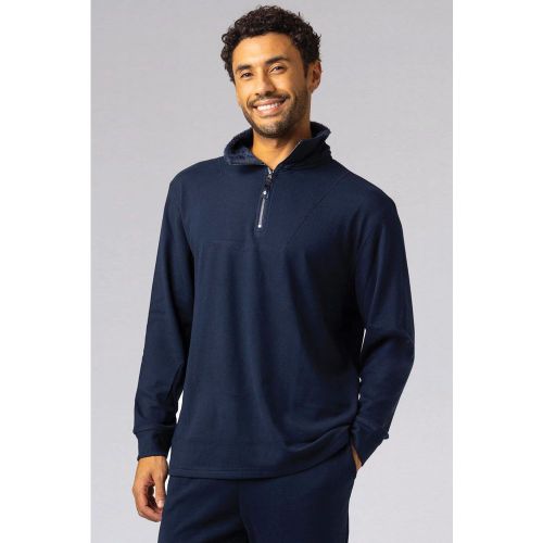 Mens 1 Pack Quarter Zip Thermal Lounge Top Navy S - Heat Holders - Modalova