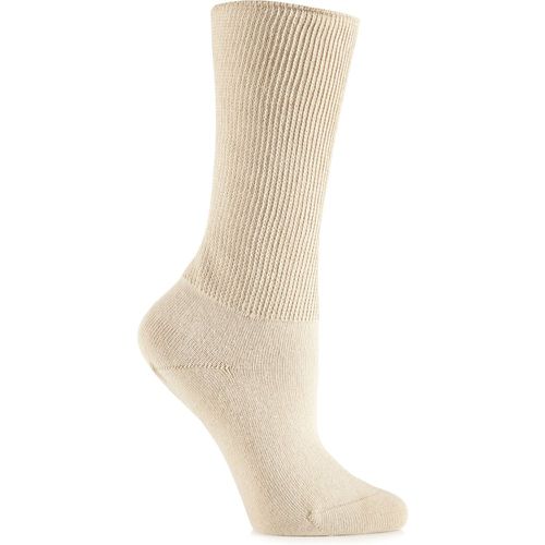 Pair Beige Footnurse Oedema Extra Wide Cotton Socks Ladies 4-7 Ladies - Iomi - Modalova