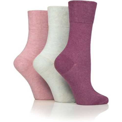 Ladies 3 Pair Iomi Footnurse Gentle Grip Diabetic Socks Sherbert Pink / Mint / Raspberry 4-8 - SockShop - Modalova