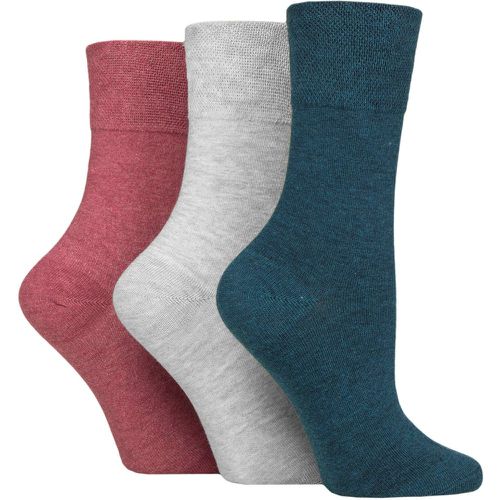 Ladies 3 Pair IOMI FootNurse Gentle Grip Diabetic Socks Coral / Cloud Grey / Teal 4-8 - SockShop - Modalova