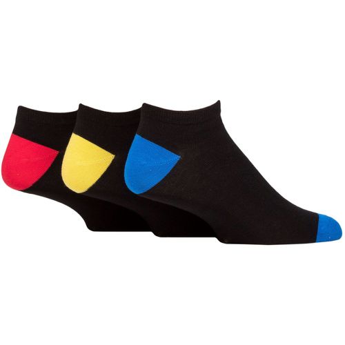 Mens 3 Pair SOCKSHOP Wildfeet Bamboo Trainer Socks Blue / Yellow / Red Heel & Toe 7-11 Mens - Wild Feet - Modalova