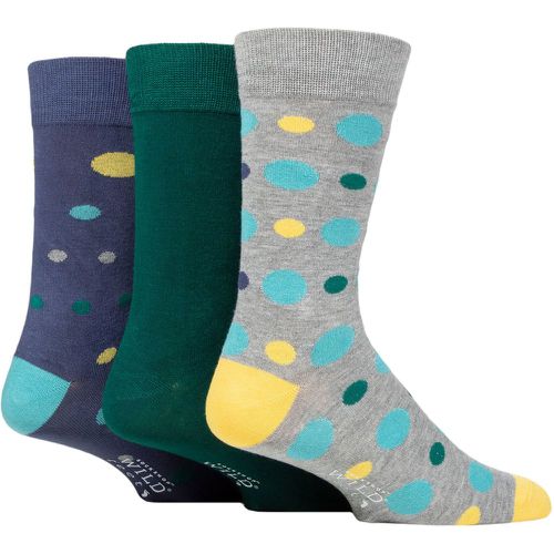Mens 3 Pair SOCKSHOP Wildfeet Patterned Spots and Stripes Bamboo Socks Grey Multi Size Spots 7-11 Mens - Wild Feet - Modalova