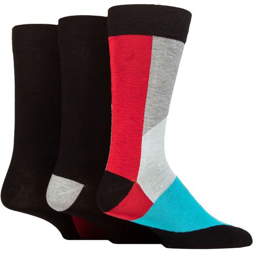 Mens 3 Pair Wildfeet Patterned Spots and Stripes Bamboo Socks Shapes Black / Red / Grey 7-11 - SockShop - Modalova