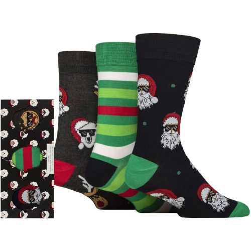 Mens 3 Pair Wildfeet Bamboo Christmas Socks in Santa Patterned Gift Box Santa in Glasses 7-11 Mens - SockShop - Modalova