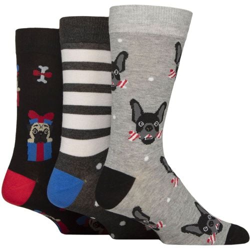 Mens 3 Pair Wildfeet Bamboo Christmas Patterned Socks with Gift Tag Dogs 7-11 Mens - SockShop - Modalova