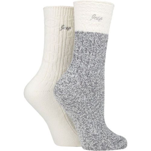 Women's 2 Pair Super Soft Cable Knit Boot Socks Slate / Cream 4-8 Ladies - Jeep - Modalova