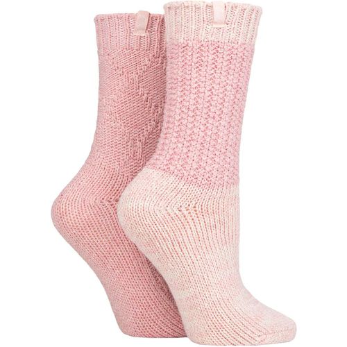 Ladies 2 Pair Wool Blend Cable Knit Boot Socks Rose / Cream 4-8 Ladies - Jeep - Modalova
