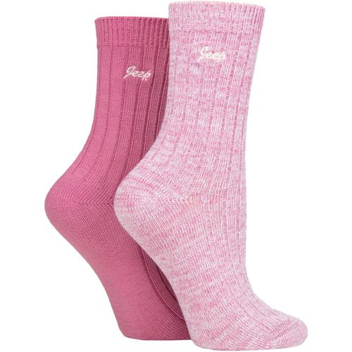 Women's 2 Pair Performance Polyester Boot Socks Cerise / Cream 4-8 Ladies - Jeep - Modalova