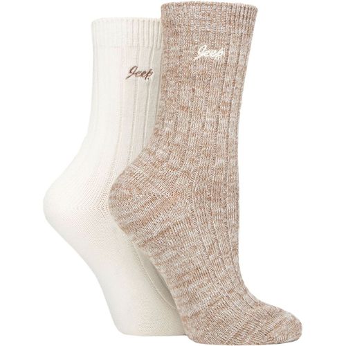 Women's 2 Pair Performance Polyester Boot Socks Taupe / Cream 4-8 Ladies - Jeep - Modalova