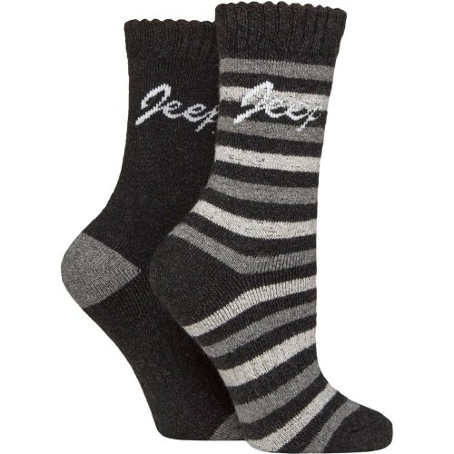 Women's 2 Pair Wool Blend Thermal Boot Socks Black / Charcoal / Grey 4-8 - Jeep - Modalova
