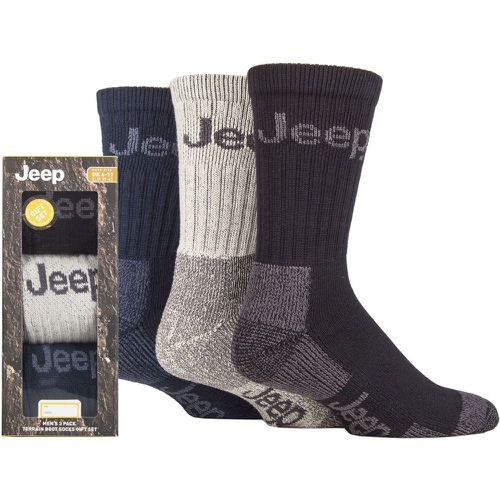 Mens 3 Pair Luxury Terrain Socks Gift Box Black / Ecru / Navy 6-11 Mens - Jeep - Modalova