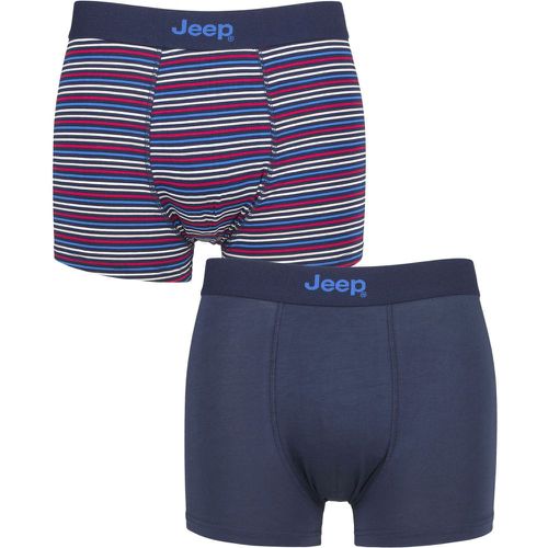 Mens 2 Pack Plain and Fine Striped Fitted Bamboo Trunks Navy / Stripe Extra Large - Jeep - Modalova