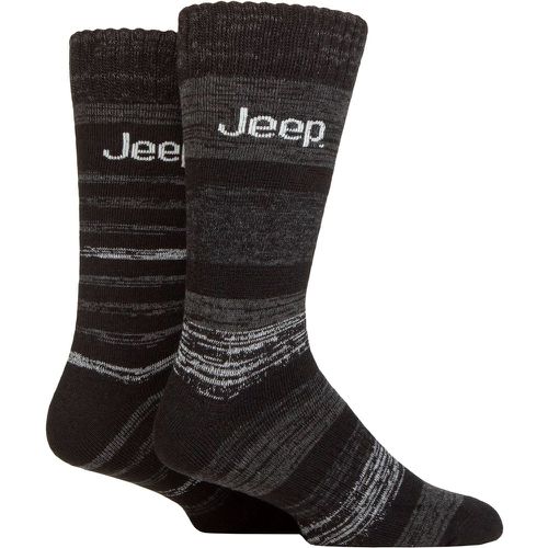 Mens 2 Pair Thermal Striped Boot Socks Striped / Charcoal 6-11 - Jeep - Modalova