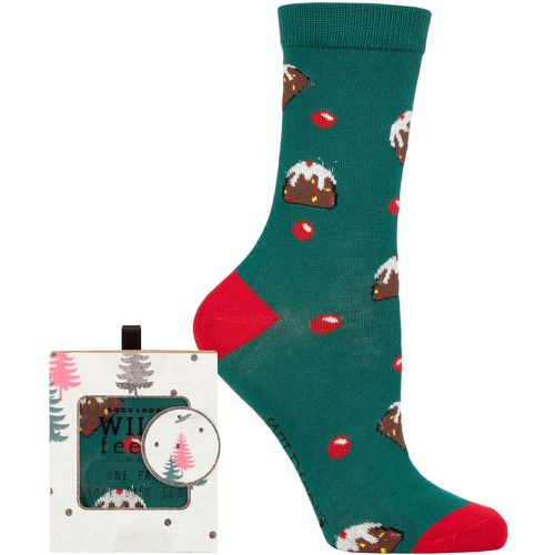 Ladies 1 Pair SOCKSHOP Bamboo Christmas Gift Boxed Socks Xmas Pudding 4-8 - Wildfeet - Modalova
