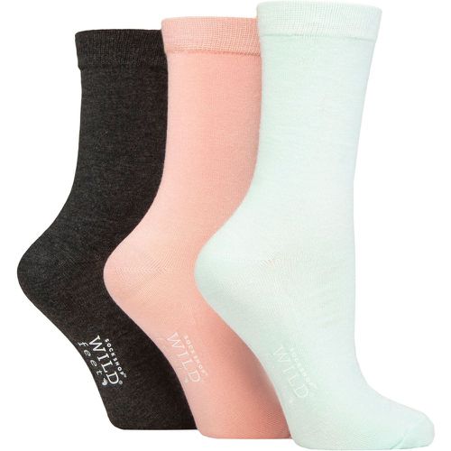 Women's 3 Pair Plain Bamboo Socks Mint / Peach / Charcoal 4-8 - Wildfeet - Modalova