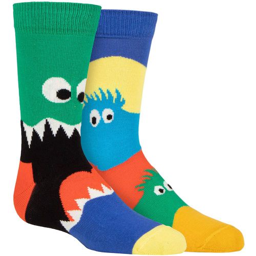 Kids 2 Pair Monsters Socks Multi 0-12 Months - Happy Socks - Modalova