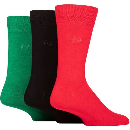 Mens 3 Pair Pringle Plain Rupert Bamboo Socks Red / Black / Green 7-11 - SockShop - Modalova