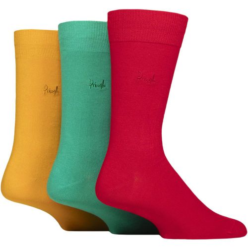 Mens 3 Pair Pringle Plain Rupert Bamboo Socks Red / Teal / Mango 7-11 - SockShop - Modalova